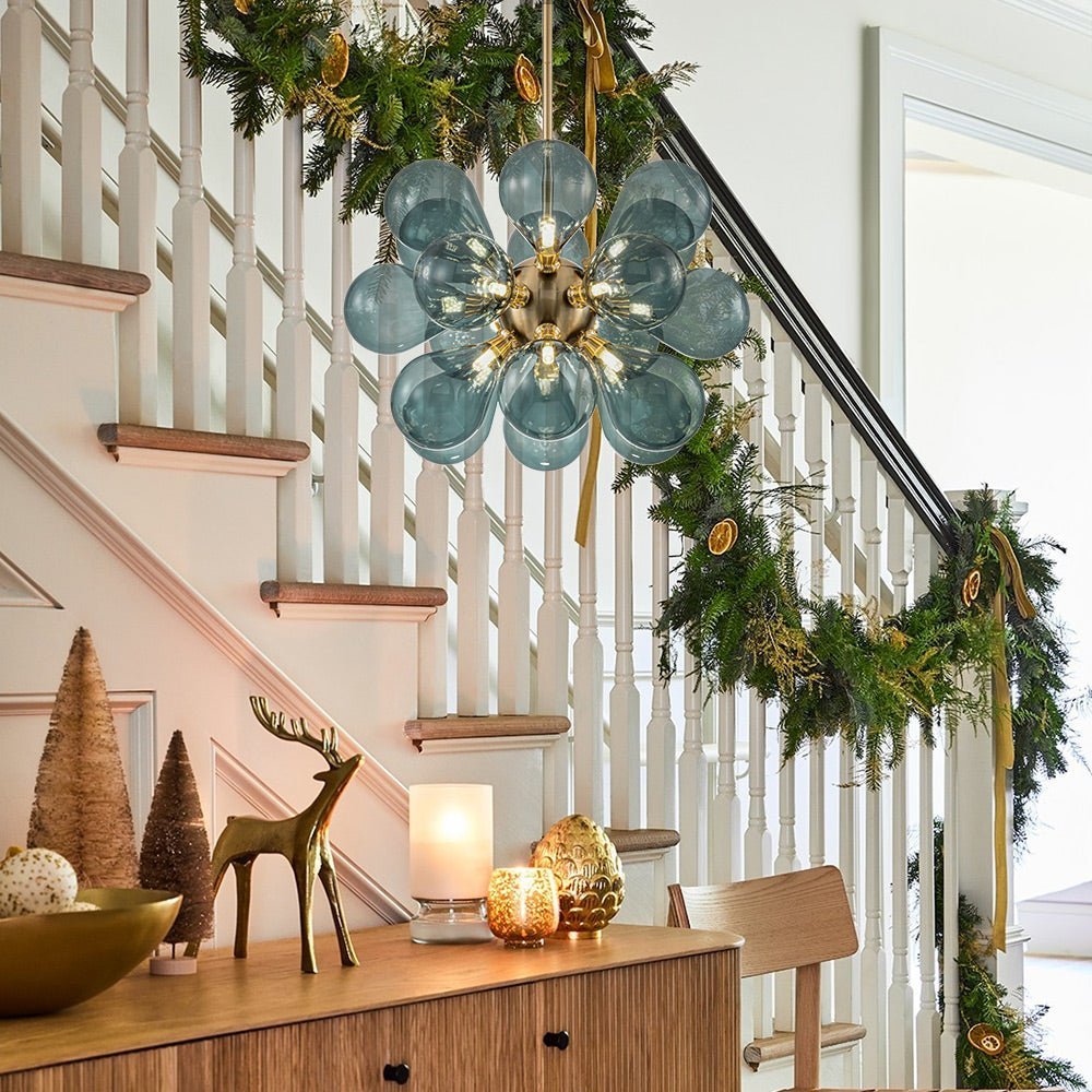 (OpenBox) Cluster Blue Glass Bubble Chandelier