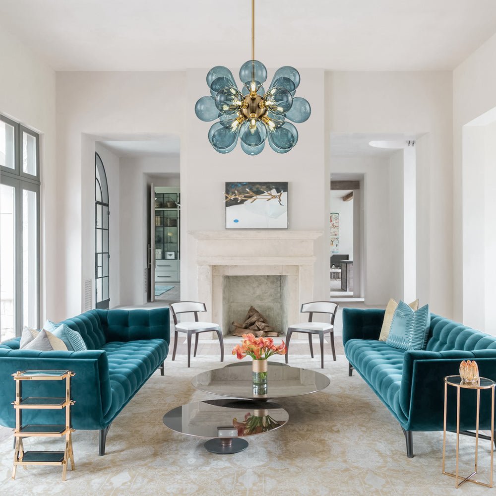 (OpenBox) Cluster Blue Glass Bubble Chandelier
