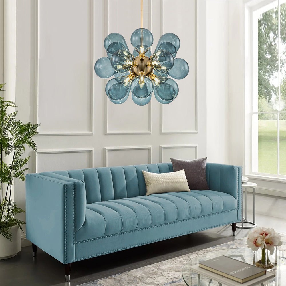 (OpenBox) Cluster Blue Glass Bubble Chandelier