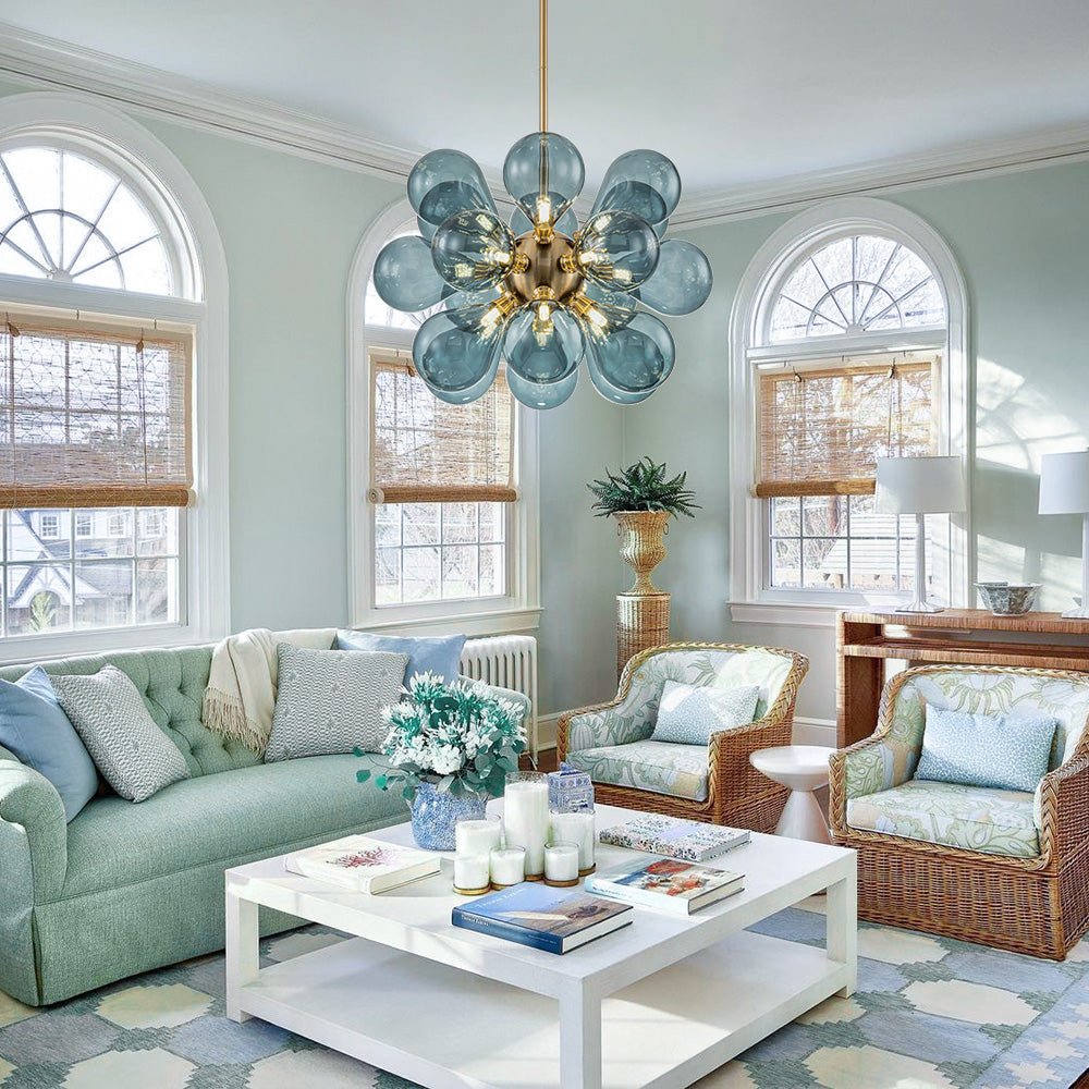 (OpenBox) Cluster Blue Glass Bubble Chandelier