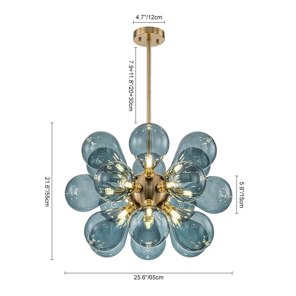 (OpenBox) Cluster Blue Glass Bubble Chandelier