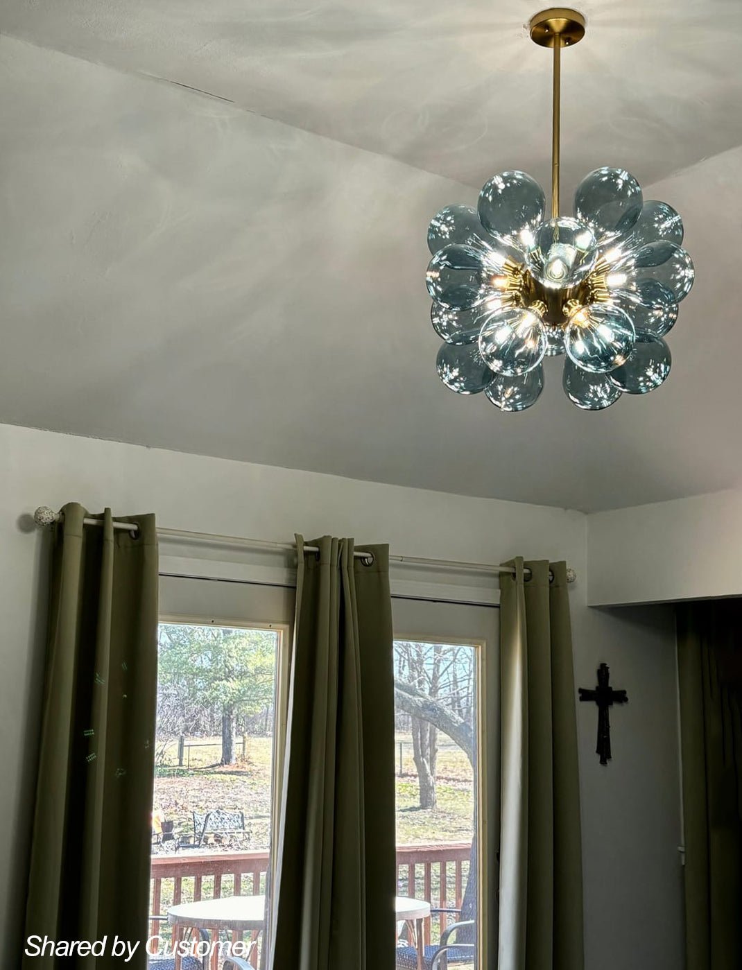 (OpenBox) Cluster Blue Glass Bubble Chandelier