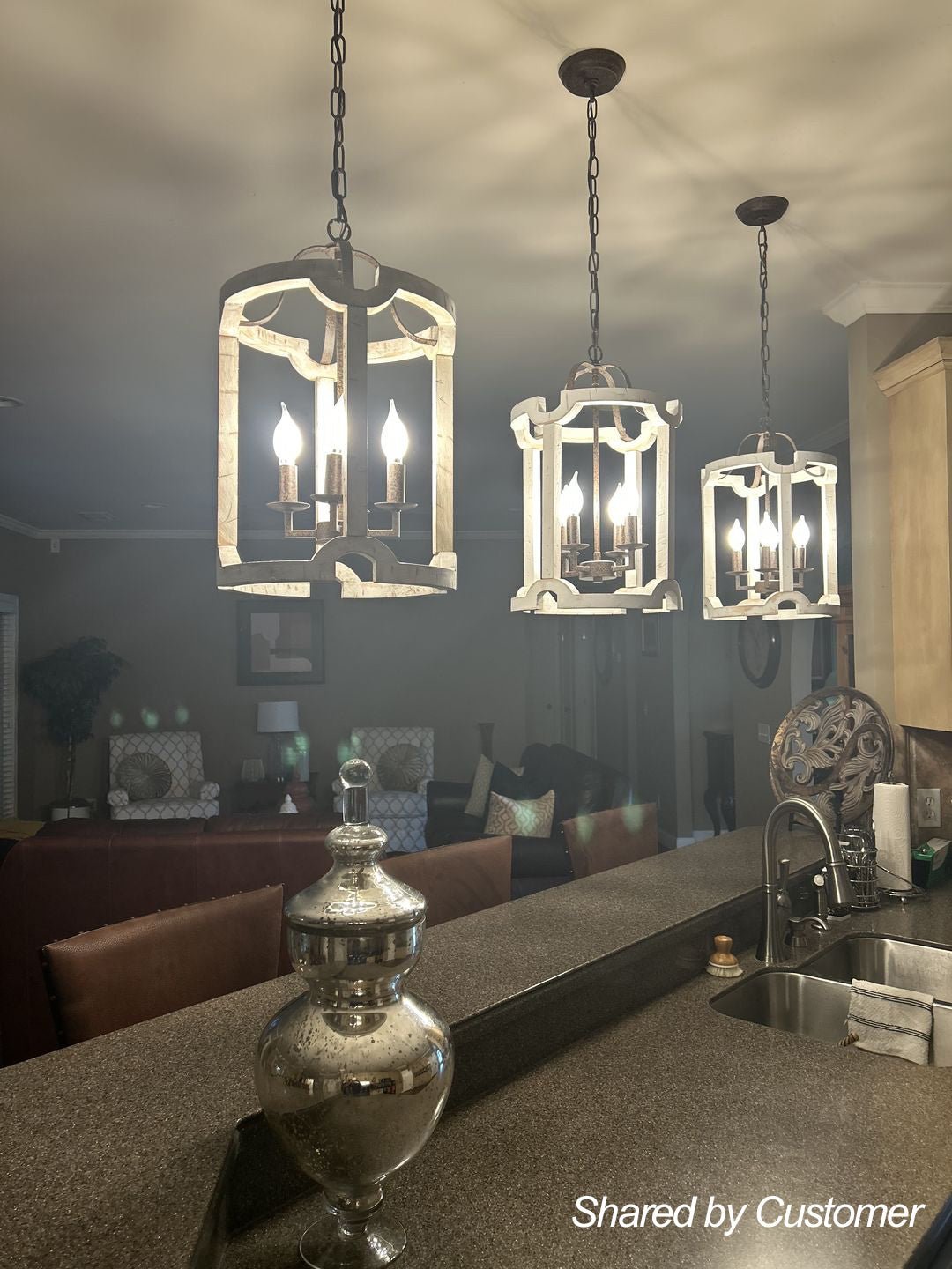 (OpenBox) Farmhouse Wood Cylinder Pendant Light
