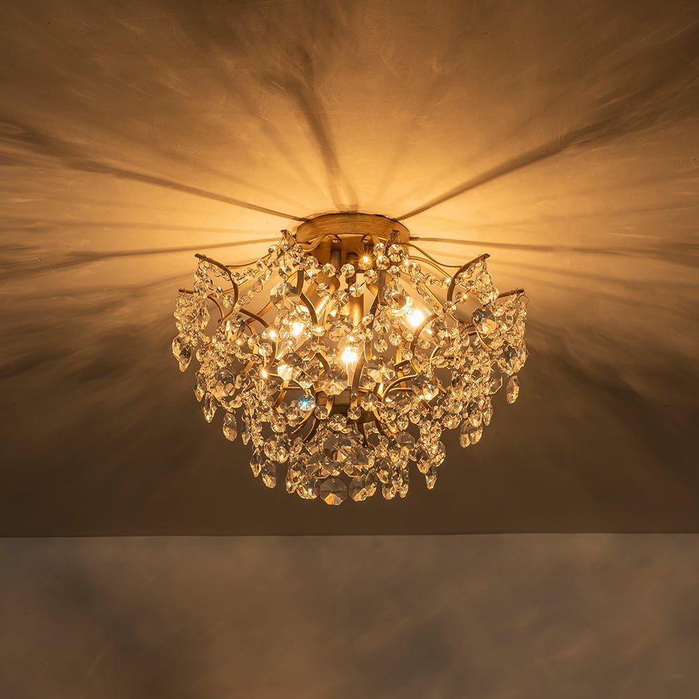 (OpenBox) Glam Bloom Draped Crystal Accented Semi Flush Mount