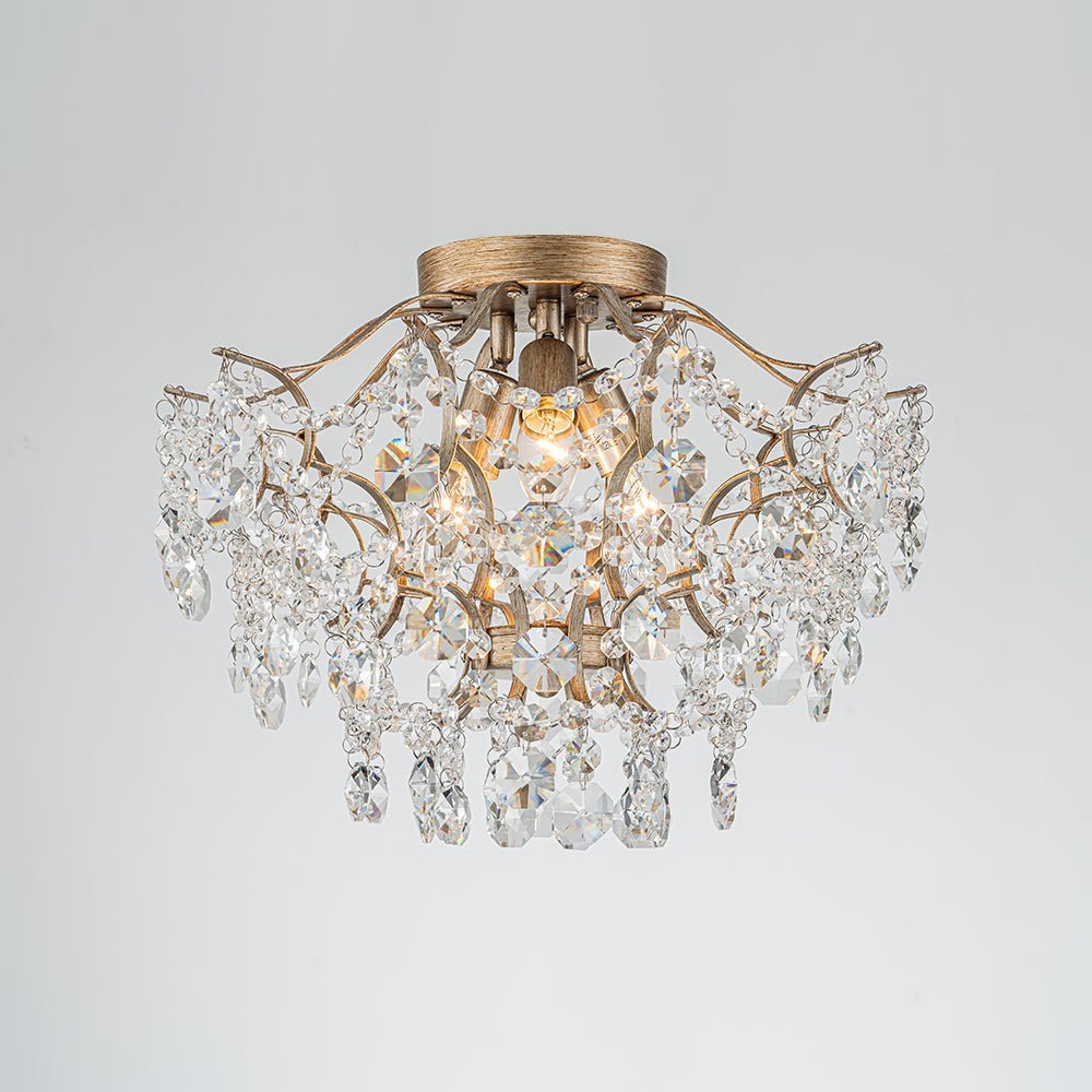 (OpenBox) Glam Bloom Draped Crystal Accented Semi Flush Mount