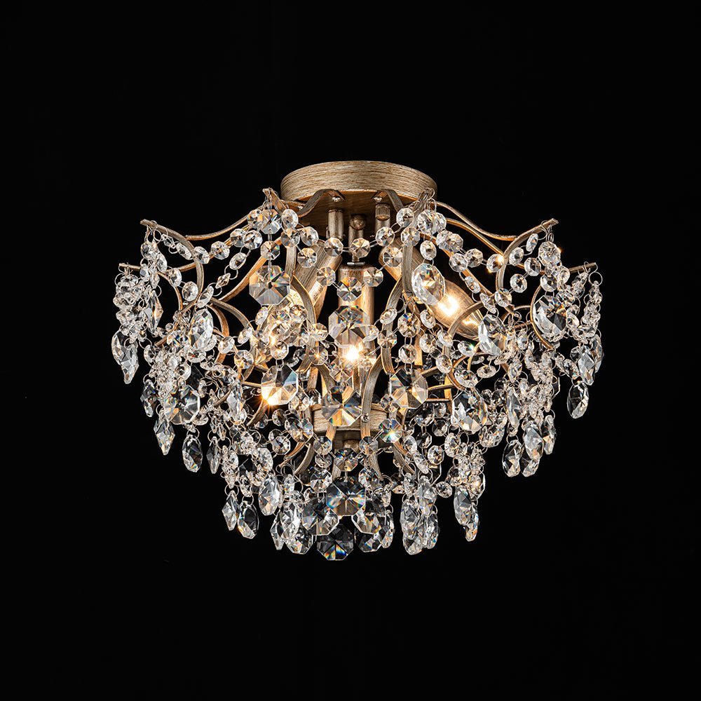 (OpenBox) Glam Bloom Draped Crystal Accented Semi Flush Mount