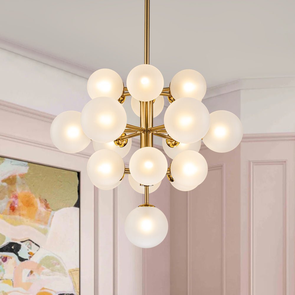(OpenBox) Mid-Century Frosted Glass Bubble Tiered Sputnik Chandelier