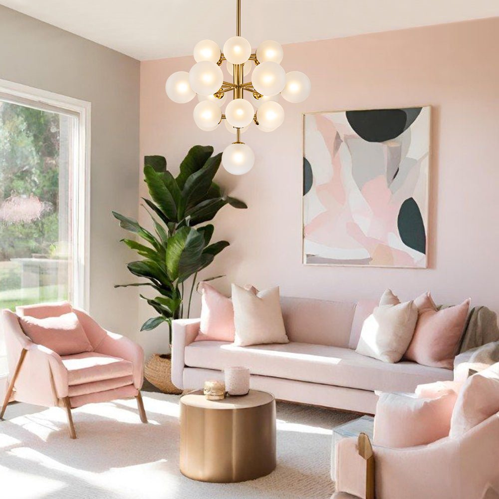 (OpenBox) Mid-Century Frosted Glass Bubble Tiered Sputnik Chandelier