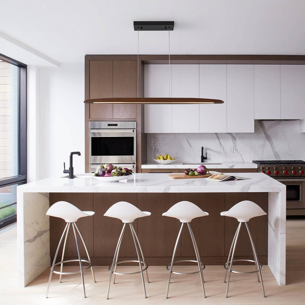 (OpenBox) Minimalist Linear Wood Dimmable LED Island Pendant