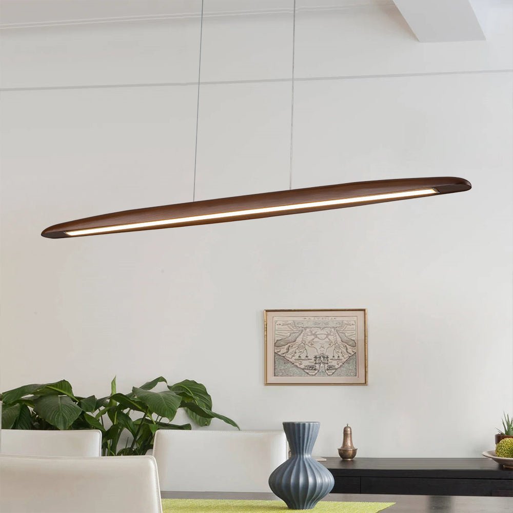 (OpenBox) Minimalist Linear Wood Dimmable LED Island Pendant