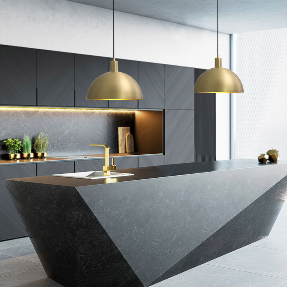 (OpenBox) Modern Brass Single Dome Pendant Light