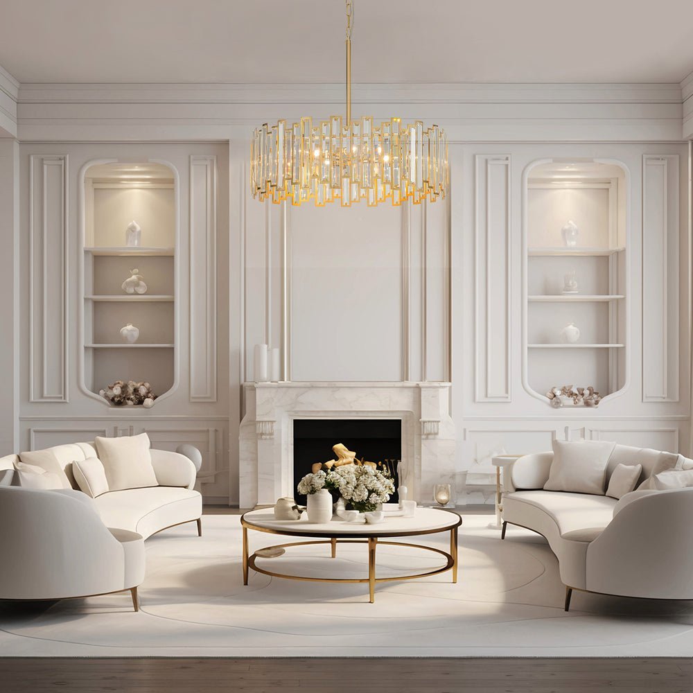 (OpenBox) Modern Glam Brass 6-Light Crystal Drum Cage Chandelier
