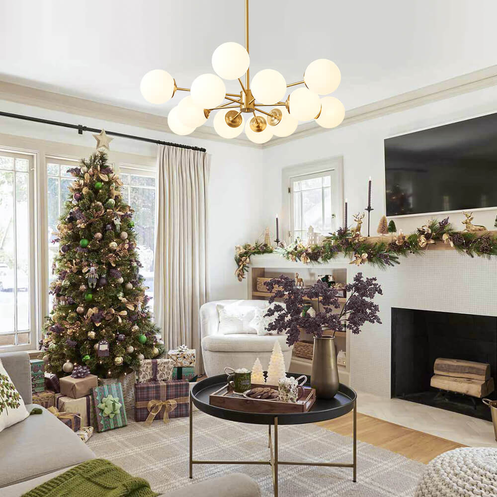 (OpenBox) Opal Glass Globe Sputnik Chandelier