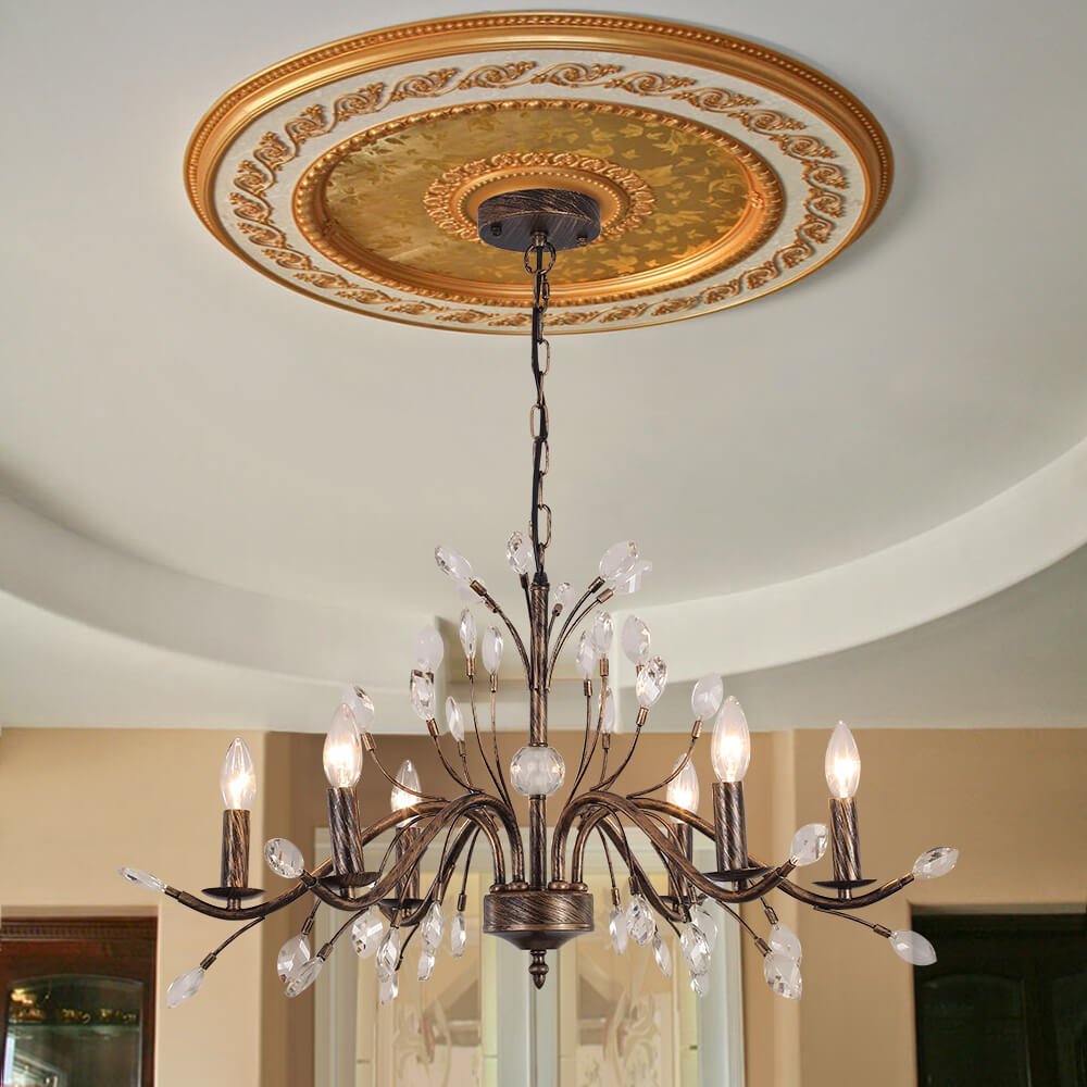 (OpenBox) Vintage Antique Crystal Floral Chandelier