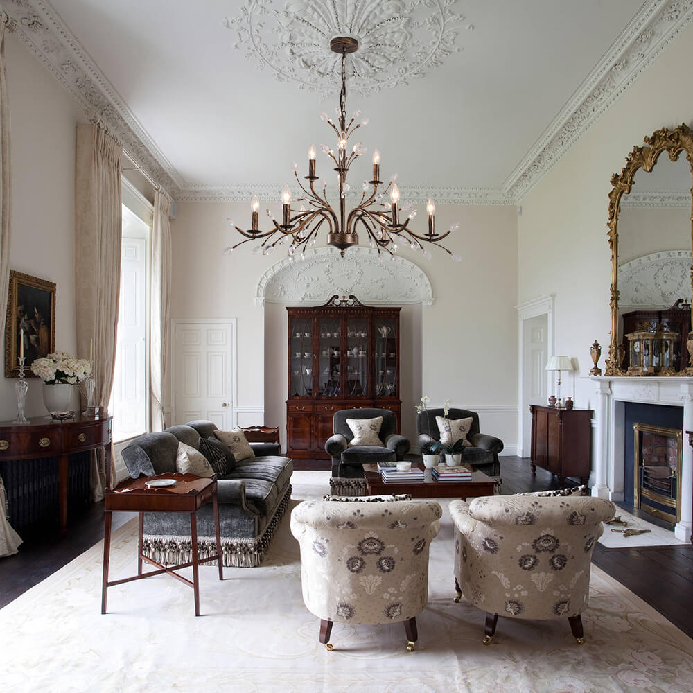 (OpenBox) Vintage Antique Crystal Floral Chandelier