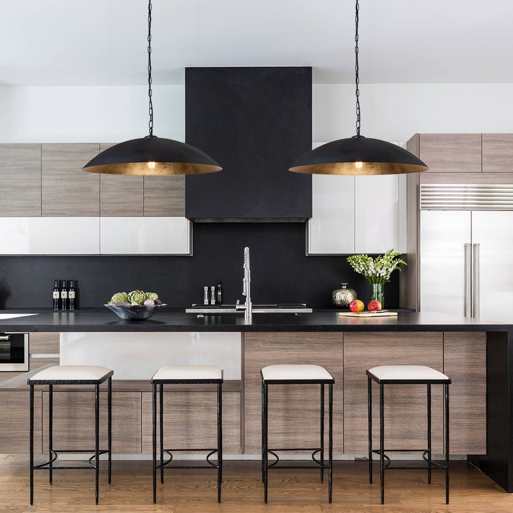 (OpenBox) Vintage Oversized Flat Dome Metal Pendant Light