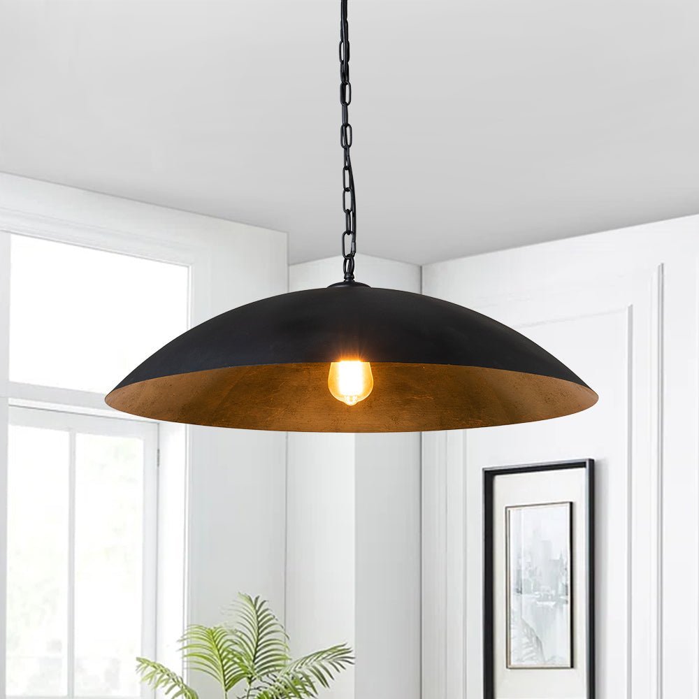 (OpenBox) Vintage Oversized Flat Dome Metal Pendant Light